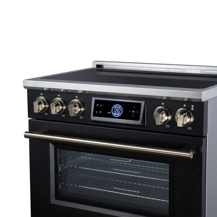 Forno Maximus 36 Inch Induction Range, 10,900 Total Cooktop, 5.36 Cu. Ft. True Convection Oven, Air Fryer, Air Sous Vide, Black - FFSIN0968-36BLK