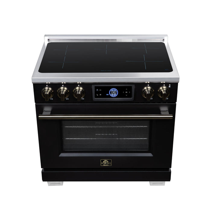 Forno Maximus 36 Inch Induction Range, 10,900 Total Cooktop, 5.36 Cu. Ft. True Convection Oven, Air Fryer, Air Sous Vide, Black - FFSIN0968-36BLK