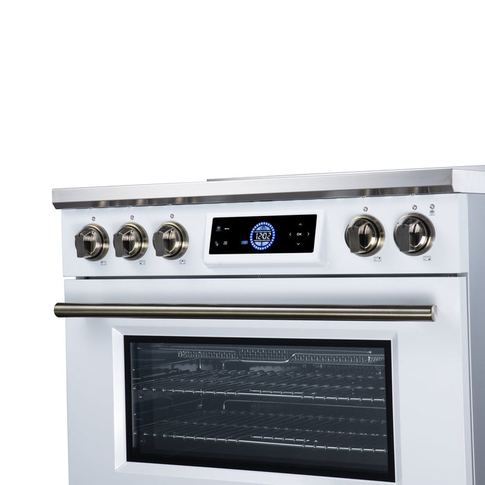 Forno Maximus 36 Inch Induction Range, 10,900 Total Cooktop, 5.36 Cu. Ft. True Convection Oven, Air Fryer, Air Sous Vide, White - FFSIN0968-36WHT