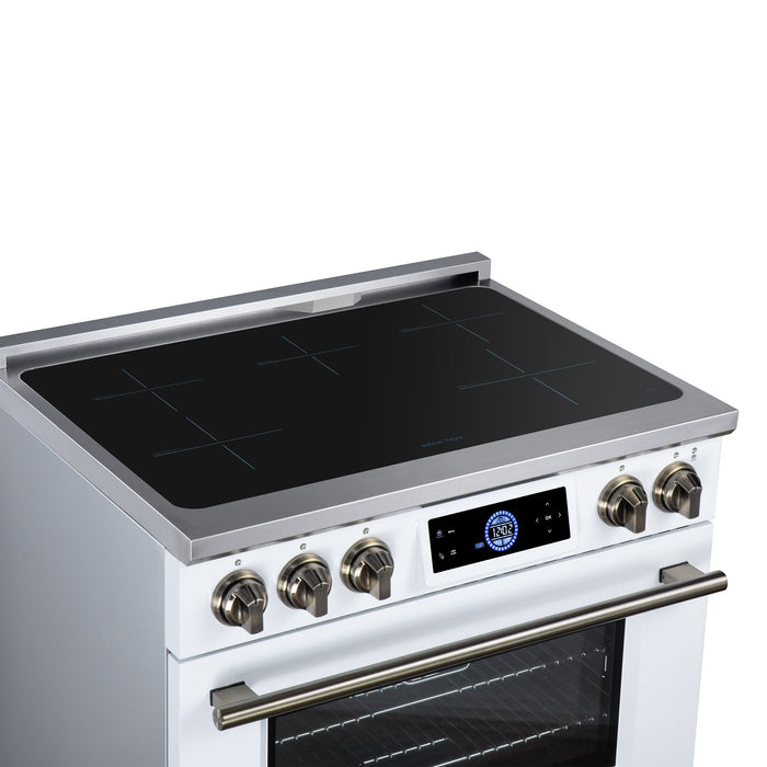 Forno Maximus 36 Inch Induction Range, 10,900 Total Cooktop, 5.36 Cu. Ft. True Convection Oven, Air Fryer, Air Sous Vide, White - FFSIN0968-36WHT