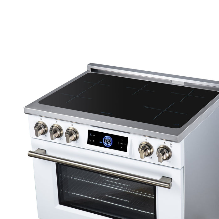 Forno Maximus 36 Inch Induction Range, 10,900 Total Cooktop, 5.36 Cu. Ft. True Convection Oven, Air Fryer, Air Sous Vide, White - FFSIN0968-36WHT