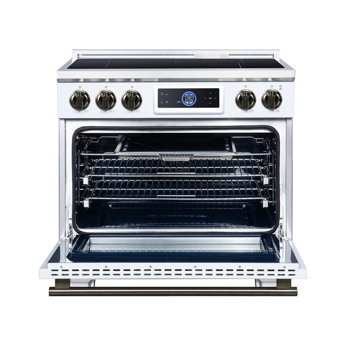 Forno Maximus 36 Inch Induction Range, 10,900 Total Cooktop, 5.36 Cu. Ft. True Convection Oven, Air Fryer, Air Sous Vide, White - FFSIN0968-36WHT