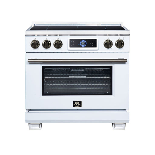 Forno Maximus 36 Inch Induction Range, 10,900 Total Cooktop, 5.36 Cu. Ft. True Convection Oven, Air Fryer, Air Sous Vide, White - FFSIN0968-36WHT