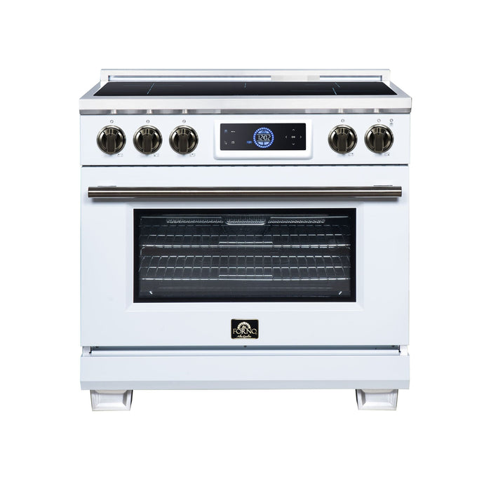 Forno Maximus 36 Inch Induction Range, 10,900 Total Cooktop, 5.36 Cu. Ft. True Convection Oven, Air Fryer, Air Sous Vide, White - FFSIN0968-36WHT