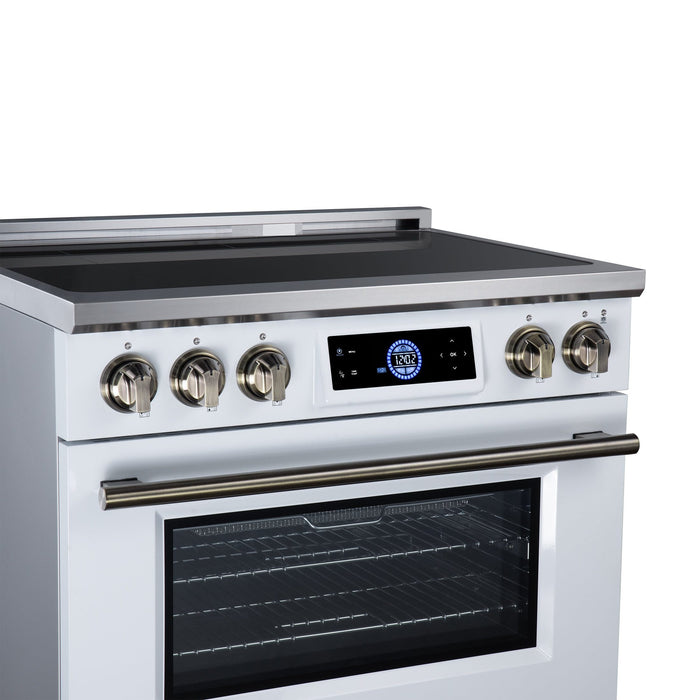 Forno Maximus 36 Inch Induction Range, 10,900 Total Cooktop, 5.36 Cu. Ft. True Convection Oven, Air Fryer, Air Sous Vide, White - FFSIN0968-36WHT