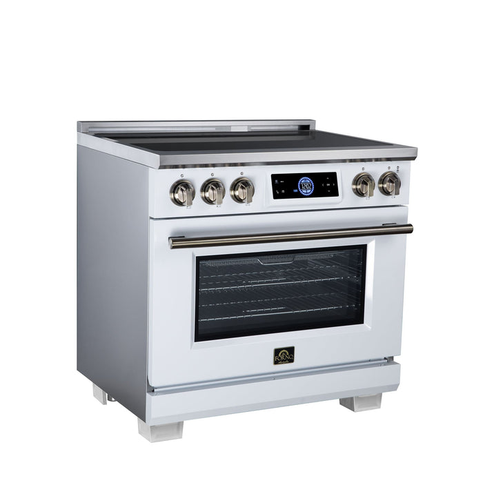 Forno Maximus 36 Inch Induction Range, 10,900 Total Cooktop, 5.36 Cu. Ft. True Convection Oven, Air Fryer, Air Sous Vide, White - FFSIN0968-36WHT