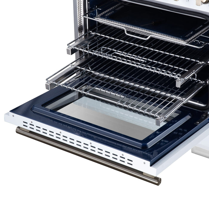 Forno Maximus 36 Inch Induction Range, 10,900 Total Cooktop, 5.36 Cu. Ft. True Convection Oven, Air Fryer, Air Sous Vide, White - FFSIN0968-36WHT