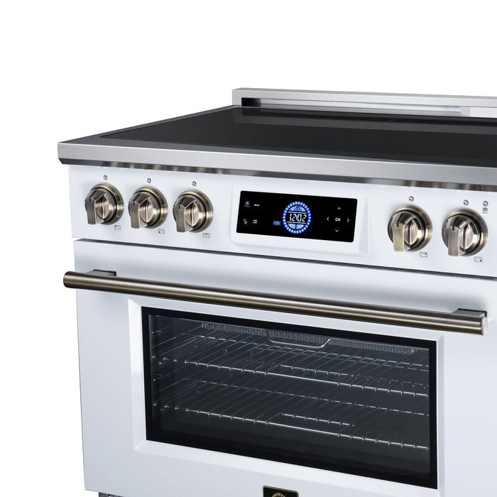 Forno Maximus 36 Inch Induction Range, 10,900 Total Cooktop, 5.36 Cu. Ft. True Convection Oven, Air Fryer, Air Sous Vide, White - FFSIN0968-36WHT