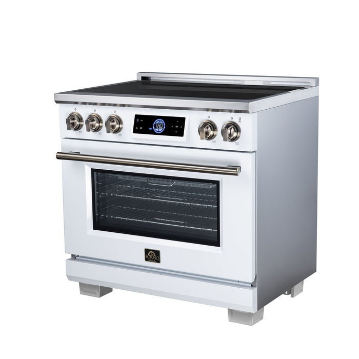 Forno Maximus 36 Inch Induction Range, 10,900 Total Cooktop, 5.36 Cu. Ft. True Convection Oven, Air Fryer, Air Sous Vide, White - FFSIN0968-36WHT