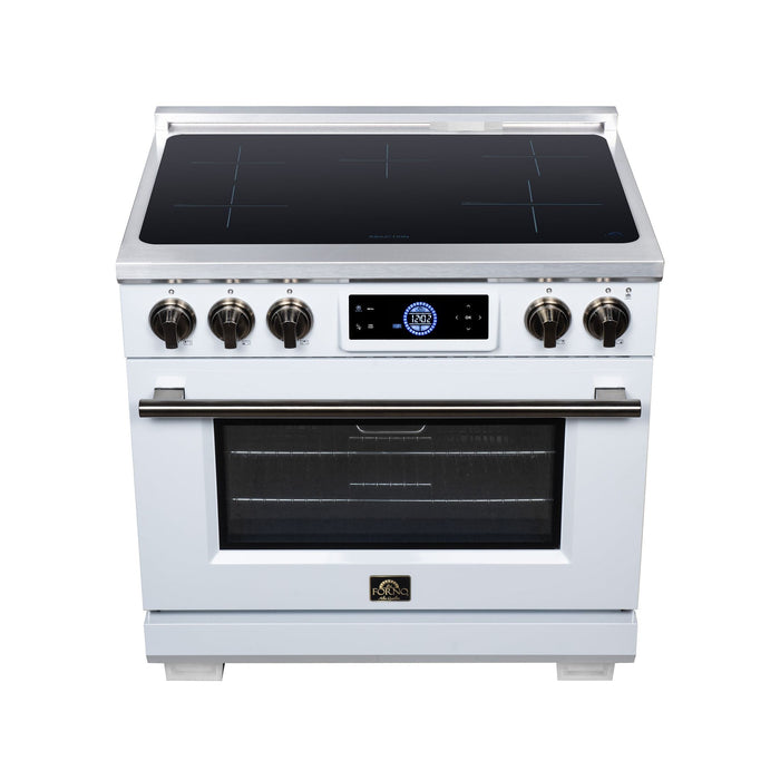 Forno Maximus 36 Inch Induction Range, 10,900 Total Cooktop, 5.36 Cu. Ft. True Convection Oven, Air Fryer, Air Sous Vide, White - FFSIN0968-36WHT