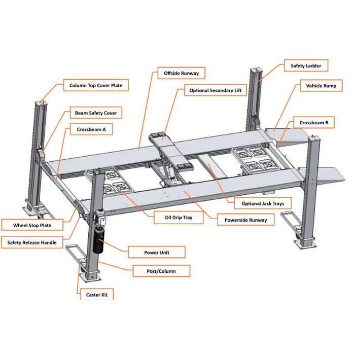 Katool KT-4H950 9,500 lb Four-Post Car Lift — Vehicle Storage Lift