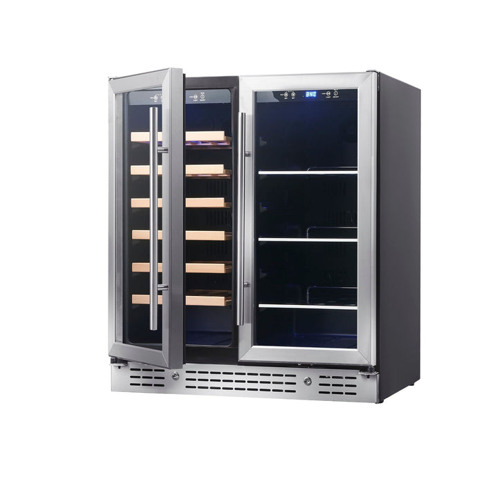 Kings Bottle 30" Combination Beer and Wine Cooler with Low-E Glass Door - KBU165BW-SS