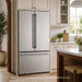 Kucht KR365FD-SS built-in refrigerator interior with glass shelves and bottom freezer drawer