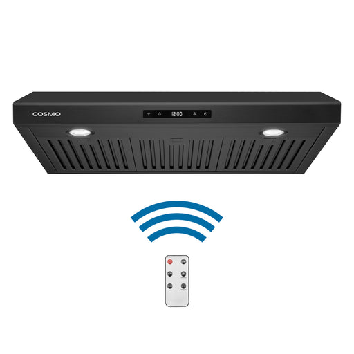Cosmo 30 in. Haven Collection 500 CFM Ducted Under Cabinet Range Hood, Touch Controls, LED Lights in Matte Black - COS-KS6U30-BK