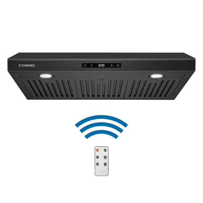 Cosmo 30 in. Haven Collection 500 CFM Ducted Under Cabinet Range Hood, Touch Controls, LED Lights in Matte Black - COS-KS6U30-BK