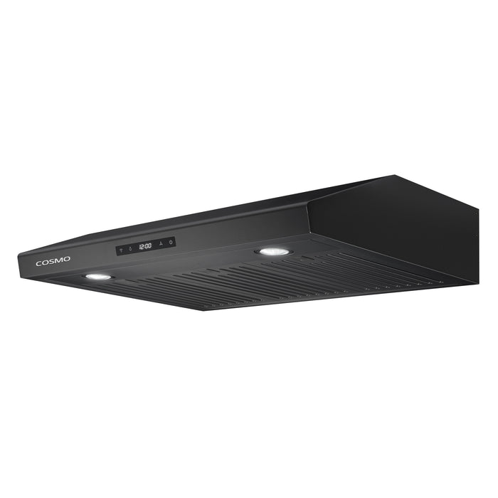 Cosmo 30 in. Haven Collection 500 CFM Ducted Under Cabinet Range Hood, Touch Controls, LED Lights in Matte Black - COS-KS6U30-BK