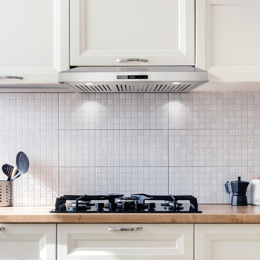 Cosmo 30 in. Under Cabinet Range Hood with Digital Touch Controls, 3-Speed Fan, LED Lights and Permanent Filters in Stainless Steel - COS-KS6U30