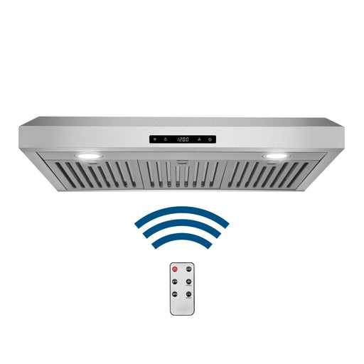 Cosmo 30 in. Under Cabinet Range Hood with Digital Touch Controls, 3-Speed Fan, LED Lights and Permanent Filters in Stainless Steel - COS-KS6U30