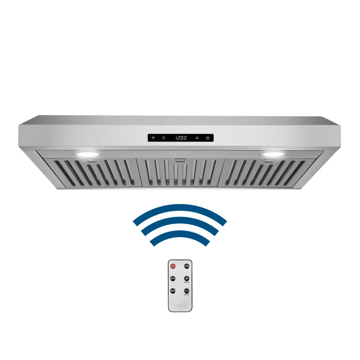 Cosmo 30 in. Under Cabinet Range Hood with Digital Touch Controls, 3-Speed Fan, LED Lights and Permanent Filters in Stainless Steel - COS-KS6U30