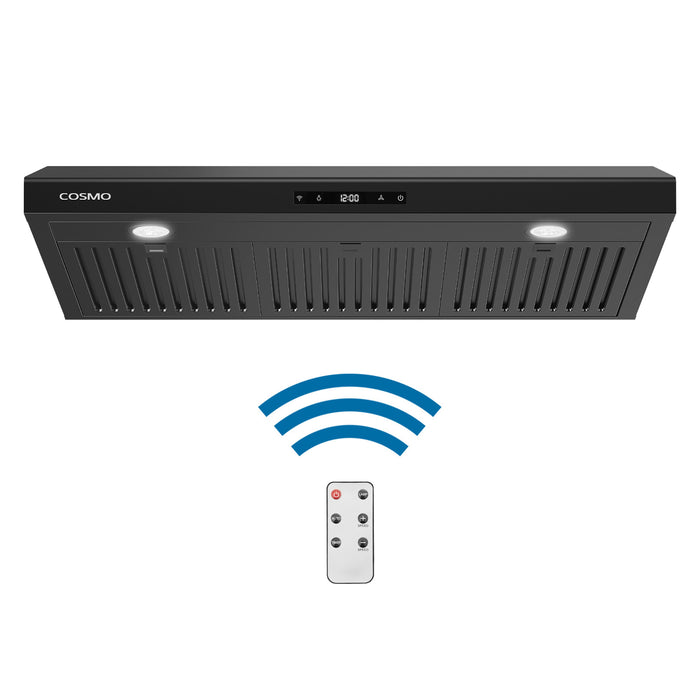 Cosmo 36 in. Haven Collection 500 CFM Ducted Under Cabinet Range Hood, Touch Controls, LED Lights in Matte Black - COS-KS6U36-BK
