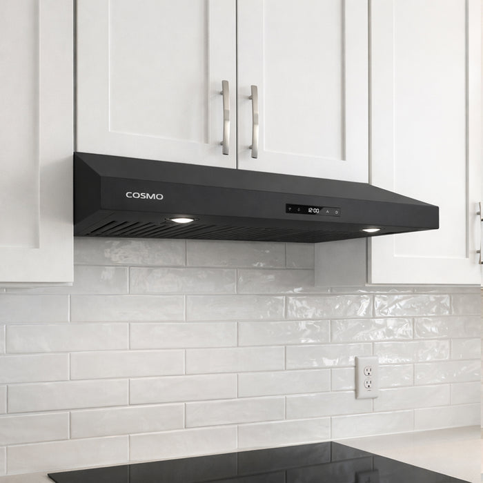 Cosmo 36 in. Haven Collection 500 CFM Ducted Under Cabinet Range Hood, Touch Controls, LED Lights in Matte Black - COS-KS6U36-BK