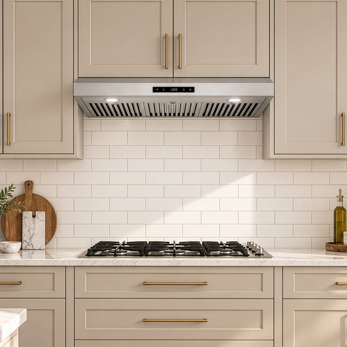Cosmo 36 in. Under Cabinet Range Hood with Digital Touch Controls, 3-Speed Fan, LED Lights and Permanent Filters in Stainless Steel - COS-KS6U36