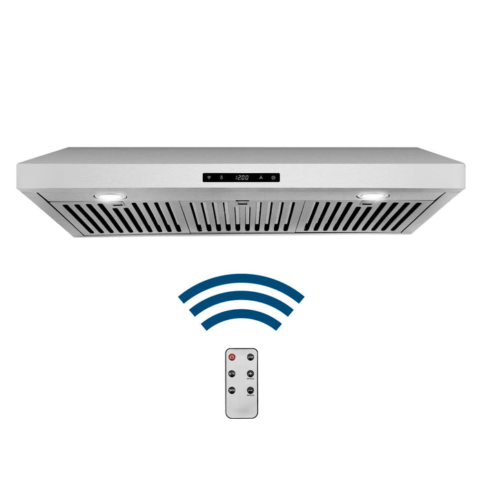 Cosmo 36 in. Under Cabinet Range Hood with Digital Touch Controls, 3-Speed Fan, LED Lights and Permanent Filters in Stainless Steel - COS-KS6U36