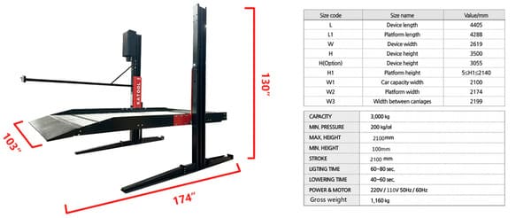 Katool KT-P2700 6,600 lb 2-Post Floor Plate Parking Lift