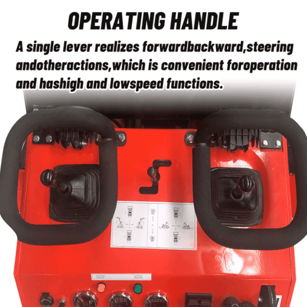 Close-up view of Katool KT-SK26B Mini Skid Steer Loader dual lever controls for easy handling and operation.