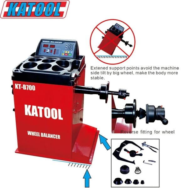 Extended View of Katool KT-T800 Tire Changer and KT-B700 Wheel Balancer Combo Showing Full Setup

