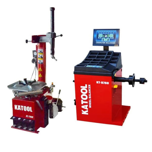 Katool KT-T800 and KT-B760 tire changer and wheel balancer combo for professional automotive service

