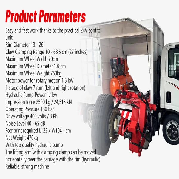 Product parameters and technical specifications of Katool KT-308 heavy-duty tire changer.