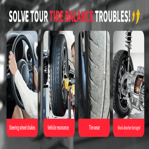 Katool KT-B795L wheel balancer solving steering shake, vehicle vibration, tire wear, and shock damage.