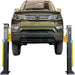 Front view of an SUV raised on the Katool KT-PMRL200 portable 2 post lift.
