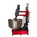 Side profile of Katool KT-RPM80 rim polishing machine with tilting stainless steel drum and mounted motor system.
