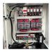 Internal view of Katool KT-RPM80 electrical control panel showing neatly wired relays, switches, and power connections.