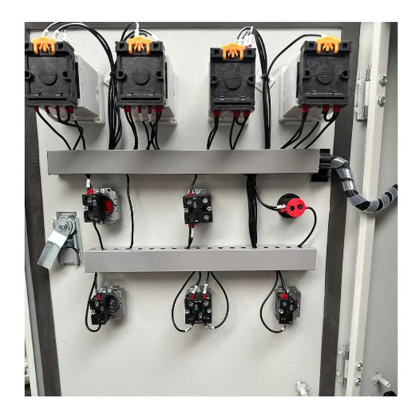 Internal wiring and components of Katool KT-RPM80 rim polishing machine secondary control box with fuses and switches.