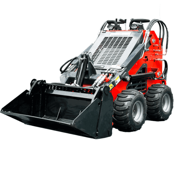 Katool KT-SK26W 23HP mini skid steer track loader showcasing front loader bucket and compact design.