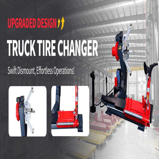 Katool KT-T260 heavy duty truck tire changer with upgraded design, shown in warehouse setting for effortless tire dismounting.