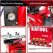 Katool KT-T810 tire changer details showing pedal controls, spade cover, inflation gauge, and durable design.