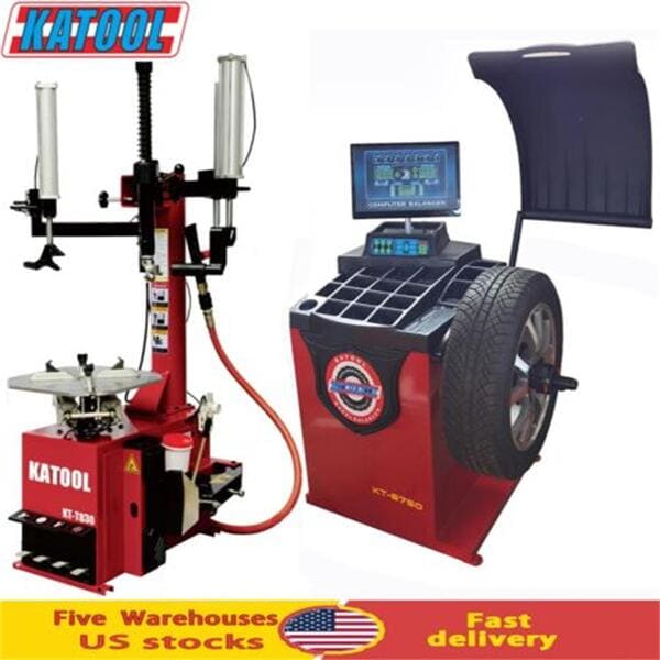 Katool KT-T830 tire changer with KT-B750 wheel balancer combo, heavy-duty garage equipment, fast delivery from US warehouses.
