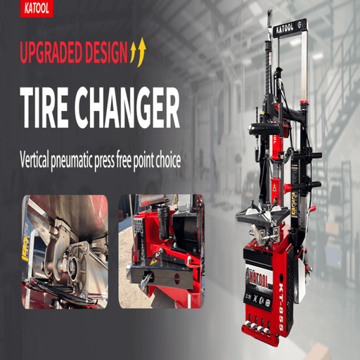 Katool KT-T855 tire changer with upgraded vertical pneumatic press and improved structural design.