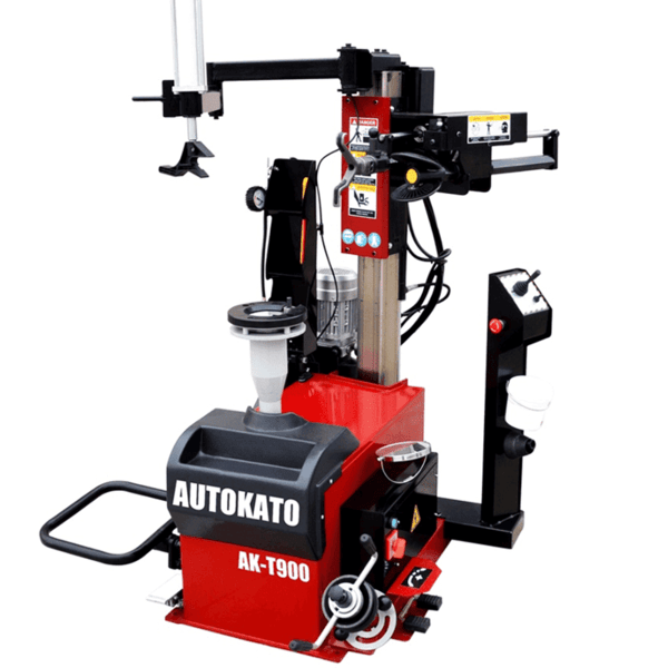 Katool KT-T900 automatic tire changer machine with assist arm and bead breaker, ideal for tire service shops.