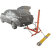 Car rear-end frame repair using Katool KT-YA260 Auto Body Puller Frame Straightener with dual anchor system.