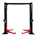 Heavy duty Katool M150D 15,000 lb 2 post car lift with clear floor design and reinforced arms for automotive service shops.