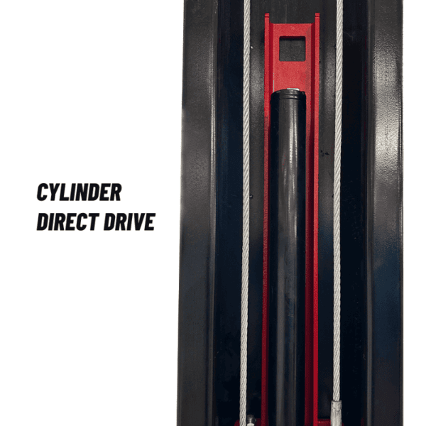 Katool M150D car lift cylinder direct drive system for smooth lifting performance and increased durability in automotive shops.