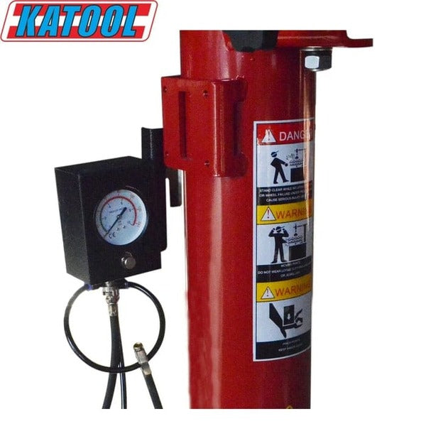 Vertical post with inflation gauge on Katool KT-T800 tire changer for safe operation.