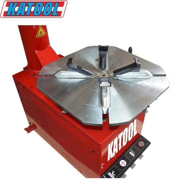 Turntable clamping platform of Katool KT-T800 tire changer for mounting and removing tires.