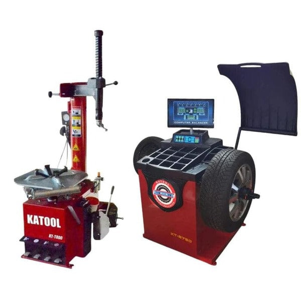 Complete Katool tire changer and wheel balancer combo designed for garages and tire shops.