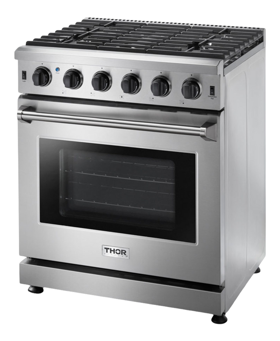 Thor Kitchen 30-Inch Gas Range with 5 Burners, 4.55 cu. ft Oven in Stainless Steel (LRG3001U)